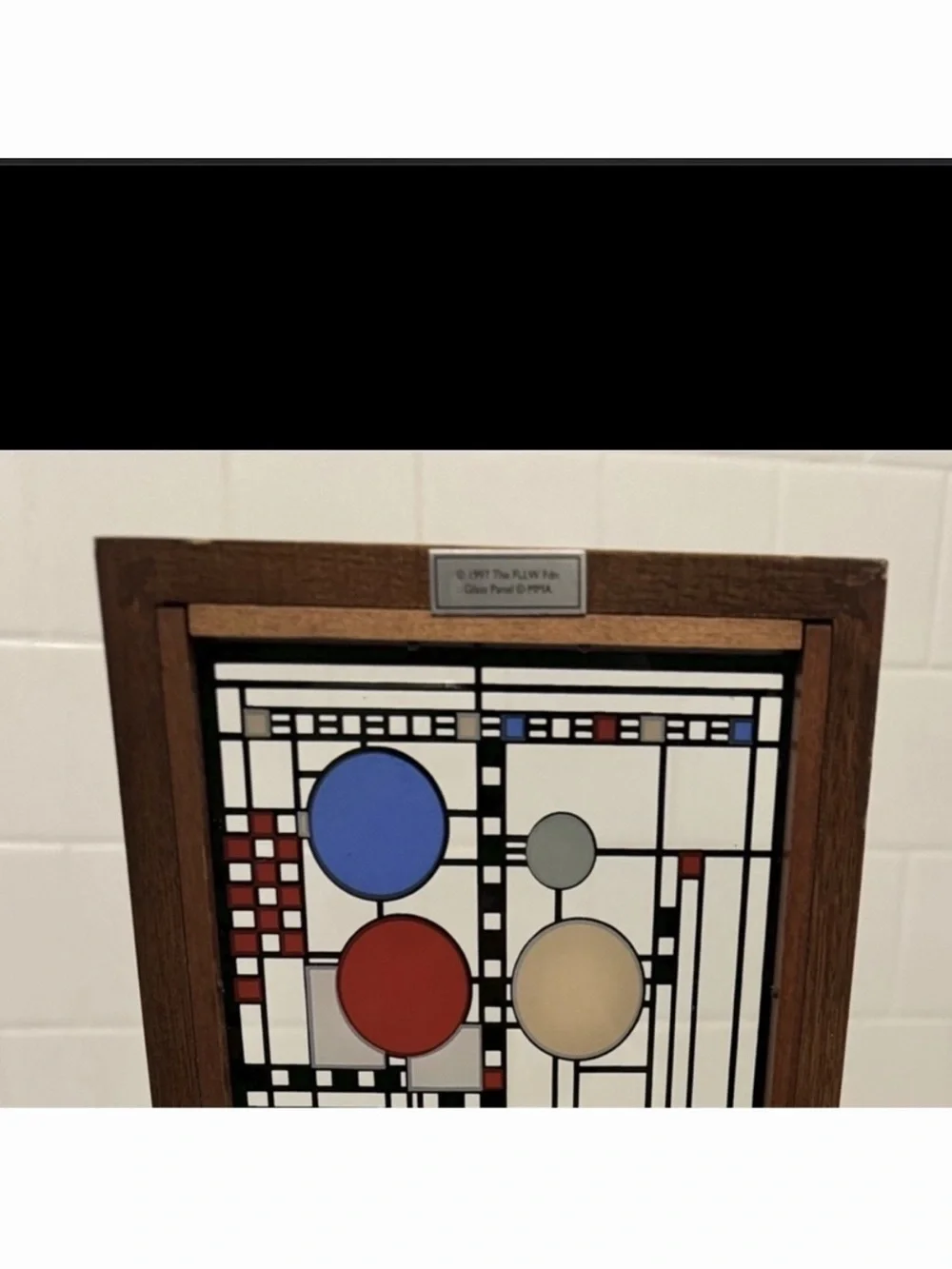 Frank Lloyd Wright MOMA Conley Playhouse Stained Glass Panel/Wood 1997